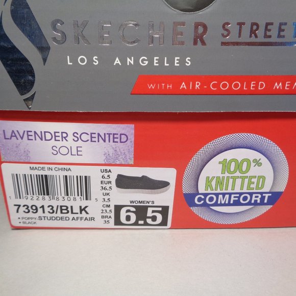 Skechers Size 7 M POPPY Black Woven New Sneakers - Picture 12 of 13